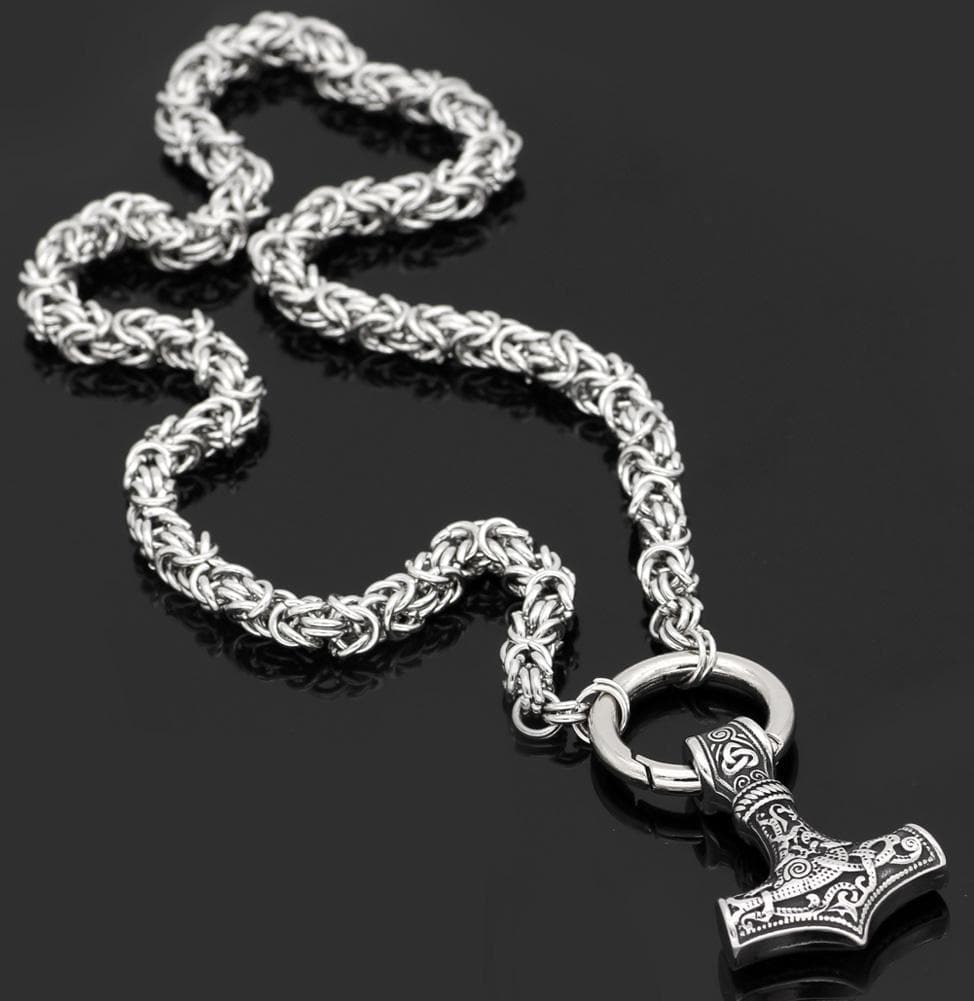 Vikings Mjolnir Stainless Steel King Chain Necklace | Pendants & Necklaces | Wiccan Center