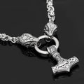 Vikings Jörmungandr Mjolnir Stainless Steel Necklace | Pendants & Necklaces | Wiccan Center