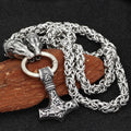 Vikings Bear Head Mjolnir Stainless Steel Necklace | Pendants & Necklaces | Wiccan Center