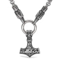 Vikings Mjolnir and Ravens Stainless Steel Necklace | Pendants & Necklaces | Wiccan Center