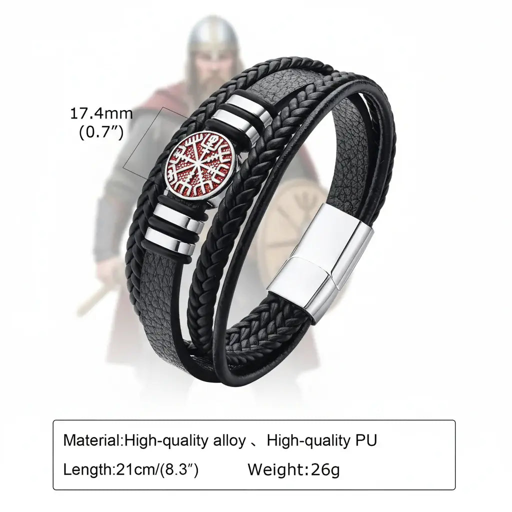 viking leather bracelet for men Nordic Magnetic Clasp Bracelet for Men