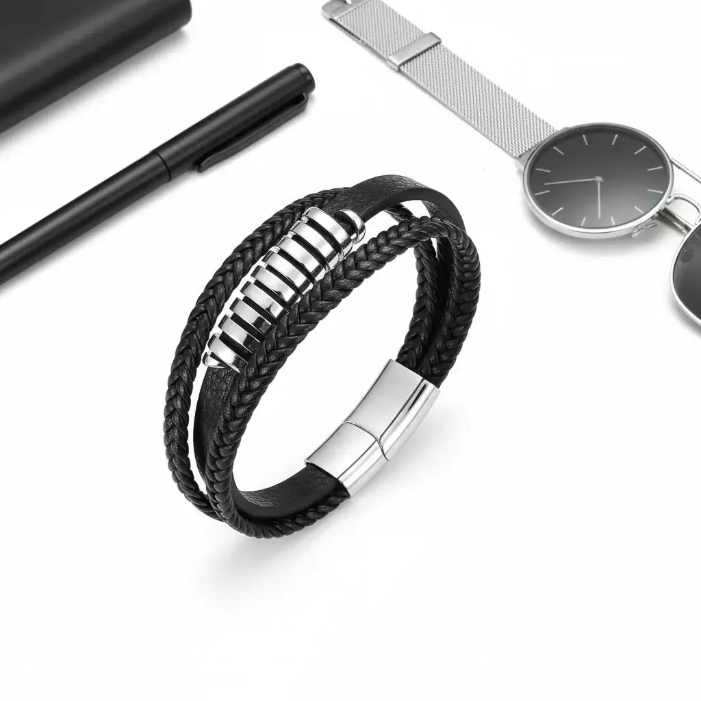 viking leather bracelet for men Nordic Magnetic Clasp Bracelet for Men