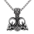 Vikings Thor's Rams Mjolnir Stainless Steel Necklace | Pendants & Necklaces | Wiccan Center