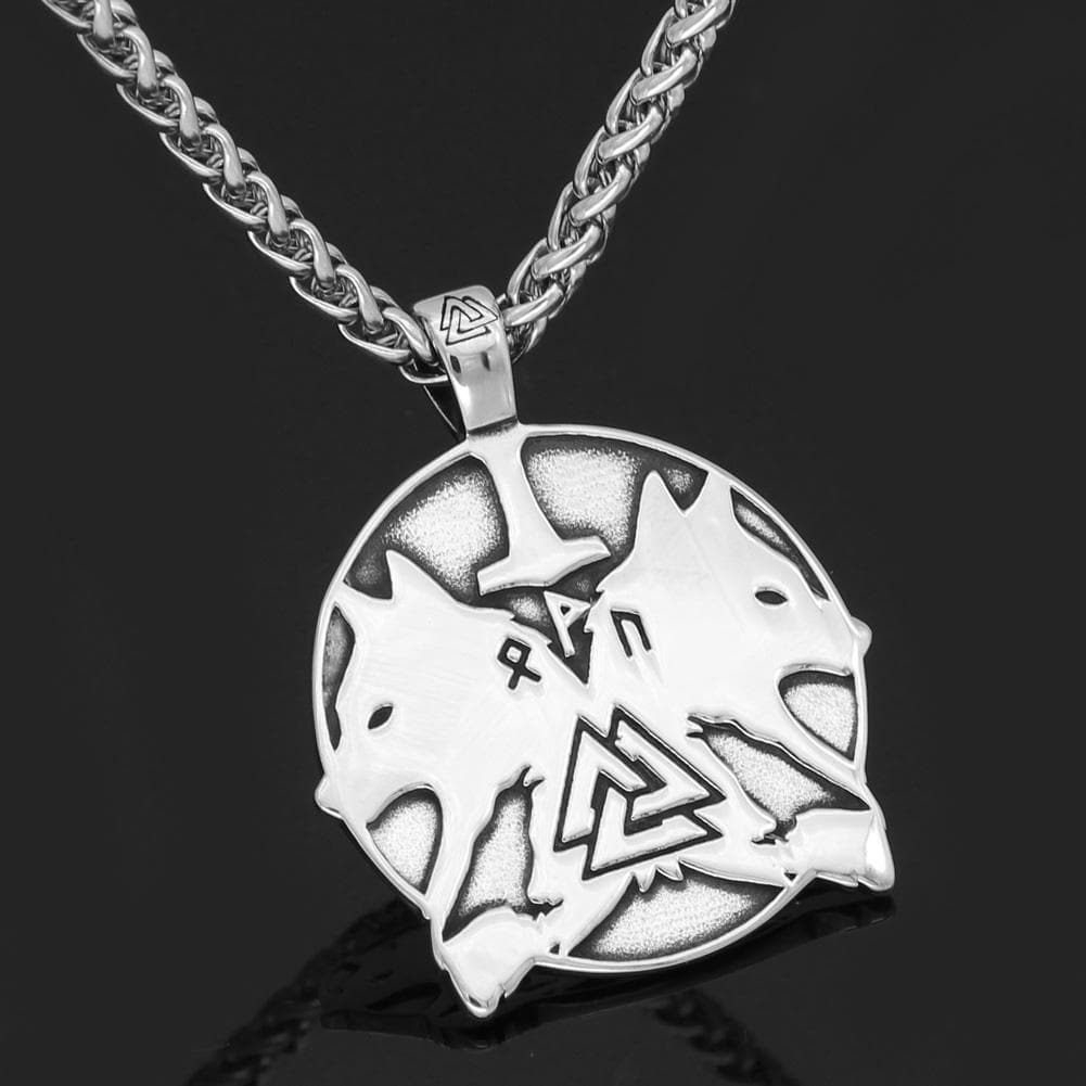 Viking Nordic Geri and Freki Odin’s Wolves Necklace | Pendants & Necklaces | Wiccan Center