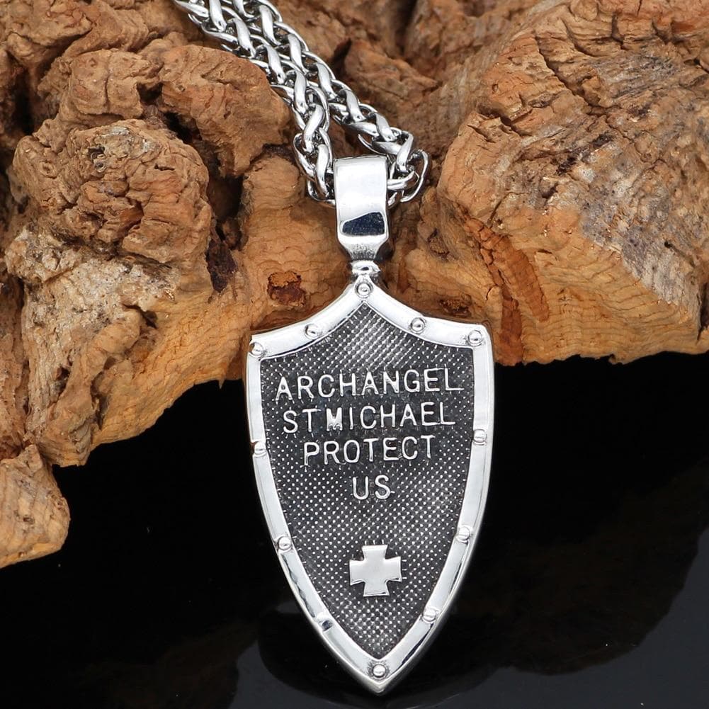 Templar St. Michael Arch Angel Cross Shield Necklace | Pendants & Necklaces | Wiccan Center