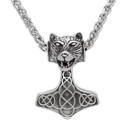 Vikings Bear Head Mjolnir Pendant Necklace | Pendant Necklaces | Wiccan Center