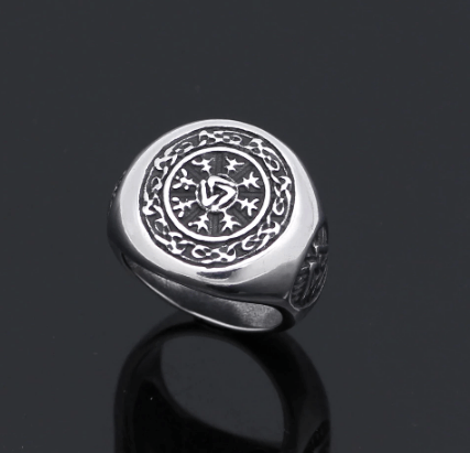 Vikings Helm of Awe Valknut Stainless Steel Ring | Rings | Wiccan Center