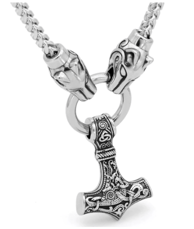 Vikings Mjolnir and Fenrir Pendant Necklace | Pendants & Necklaces | Wiccan Center