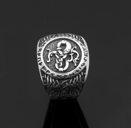 Vikings Runic Raven Mask Stainless Steel Ring | Rings | Wiccan Center
