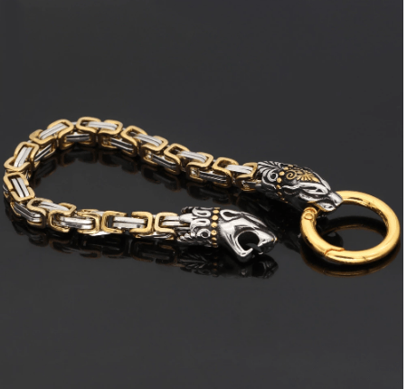 Vikings Snake Head Stainless Steel Bracelet | Bracelets | Wiccan Center