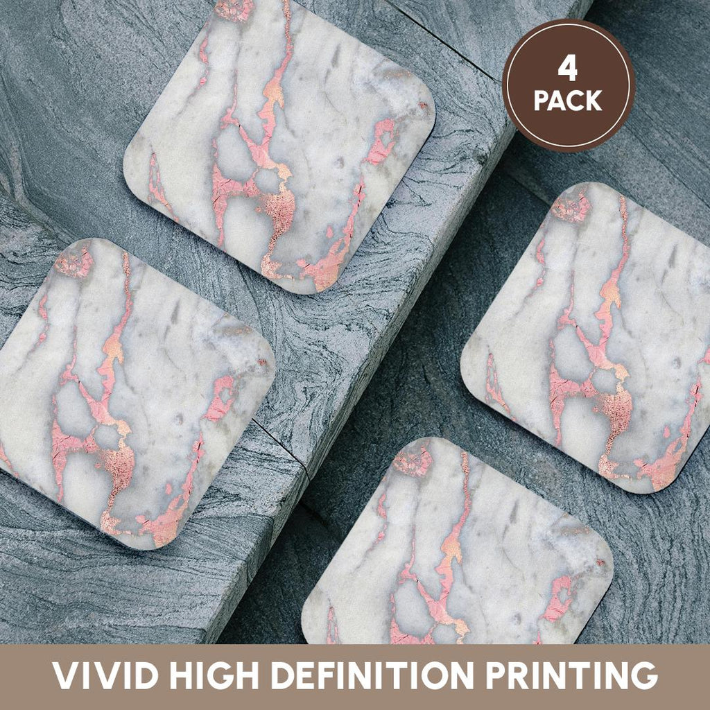 3dRose Uta Naumann Faux Glitter Pattern - Image of Chic Trendy Rose Gold Glitter Veins Marble Agate Rock Quartz - Coasters (CST_275226)