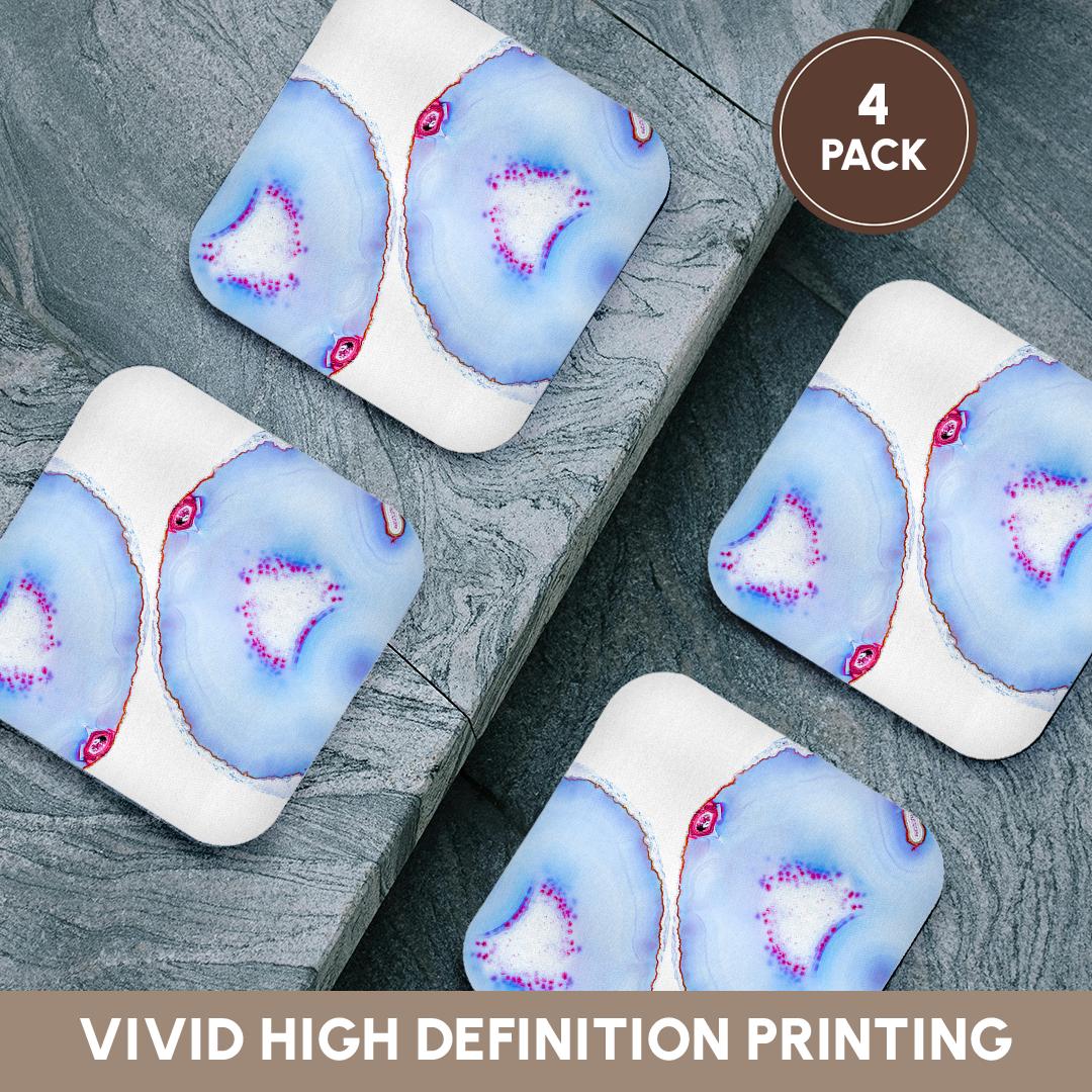 3dRose Uta Naumann Faux Glitter Pattern - Image of Trendy Baby Blue Teal Agate Gemstone Rock Quartz on White - Coasters