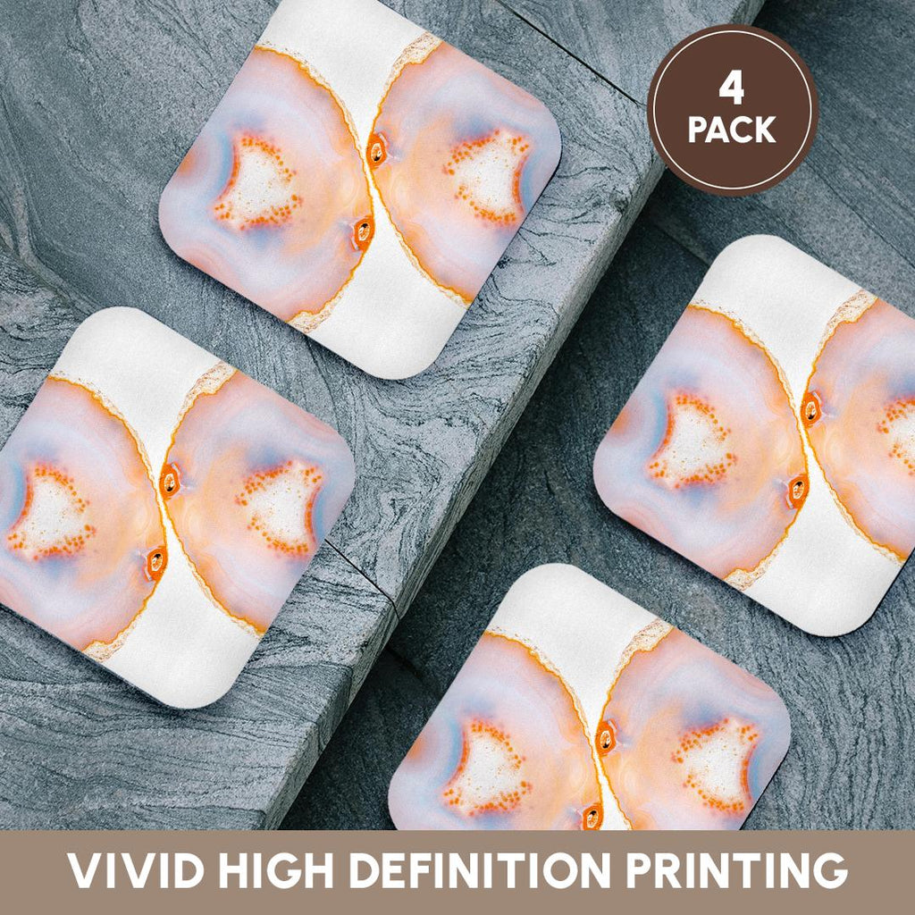 3dRose Uta Naumann Faux Glitter Pattern - Image of Trendy Pink Yellow Agate Gemstone Rock Quartz on White - Coasters