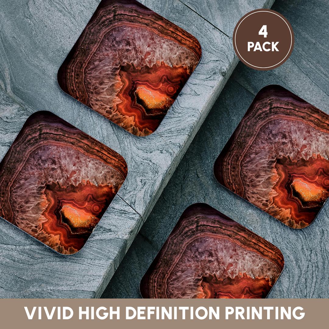 3dRose Uta Naumann Pattern - Image of Luxury Copper Coffee Brown Marble Agate Gem Mineral Stone - Coasters