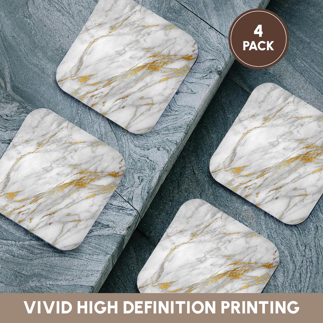 3dRose Uta Naumann Faux Glitter Pattern - Image of Chic Trendy Gold Glitter Veins Marble Agate Gemstone Quartz - Coasters
