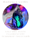 Volcano Agate Teardrop Freeform, UV Fluorescent Green Crystals | CRYSTALS | Wiccan Center
