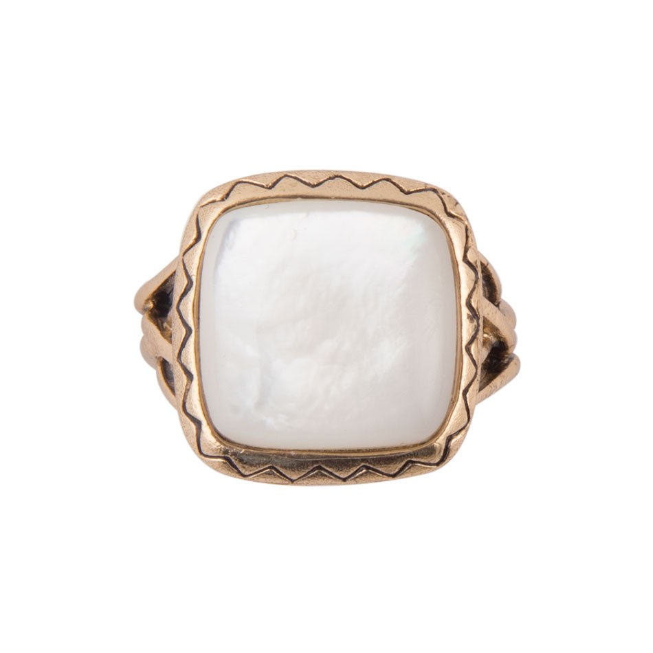 Wave of White Mother of Pearl Golden Ring | Rings | Wiccan Center