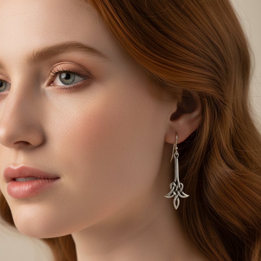 Celtic Flame Earrings in Sterling Silver | Dangle Earrings | Wiccan Center