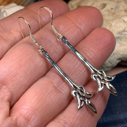 Celtic Flame Earrings in Sterling Silver | Dangle Earrings | Wiccan Center