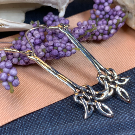 Celtic Flame Earrings in Sterling Silver | Dangle Earrings | Wiccan Center