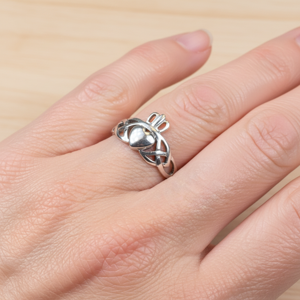 Irish Claddagh Trinity Knot Ring in Sterling Silver | Ring | Wiccan Center
