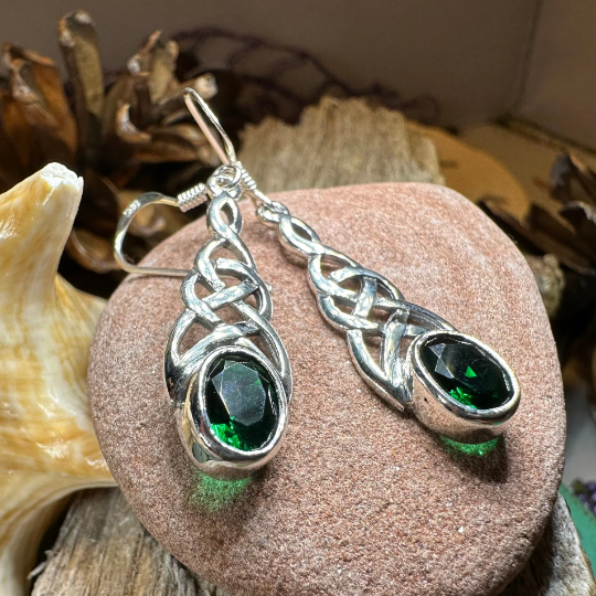 Ciara Celtic Knot Earrings in Sterling Silver | Dangle Earrings | Wiccan Center
