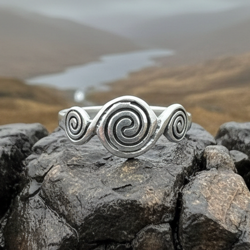 Newgrange Triple Spiral Ring in Sterling Silver | Ring | Wiccan Center