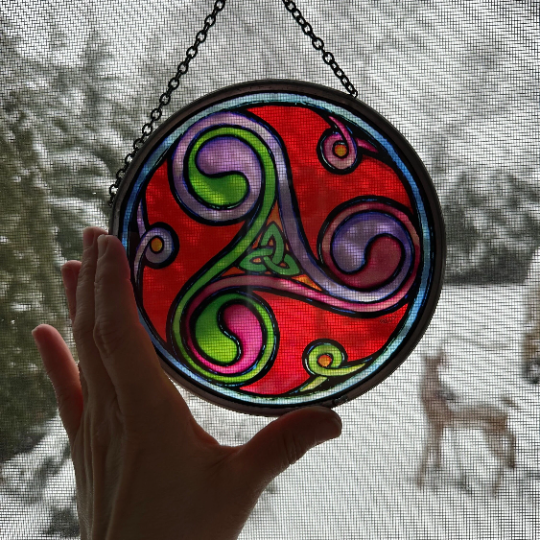 Red Celtic Sprial & Trinity Knot Suncatcher | Gifts | Wiccan Center