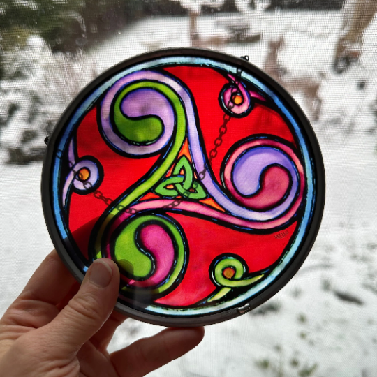 Red Celtic Sprial & Trinity Knot Suncatcher | Gifts | Wiccan Center