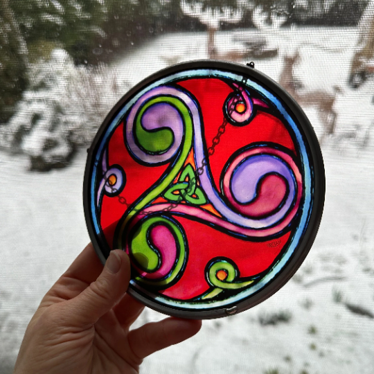 Red Celtic Sprial & Trinity Knot Suncatcher | Gifts | Wiccan Center
