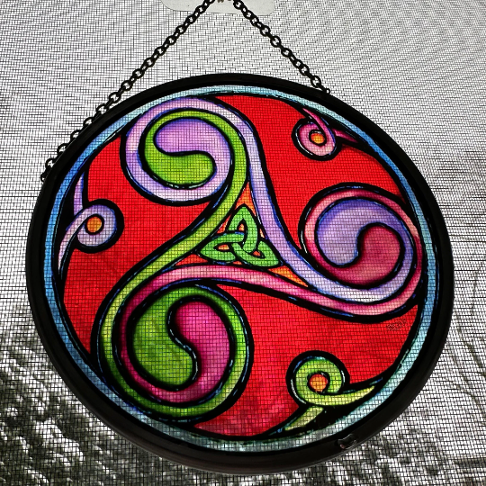 Red Celtic Sprial & Trinity Knot Suncatcher | Gifts | Wiccan Center