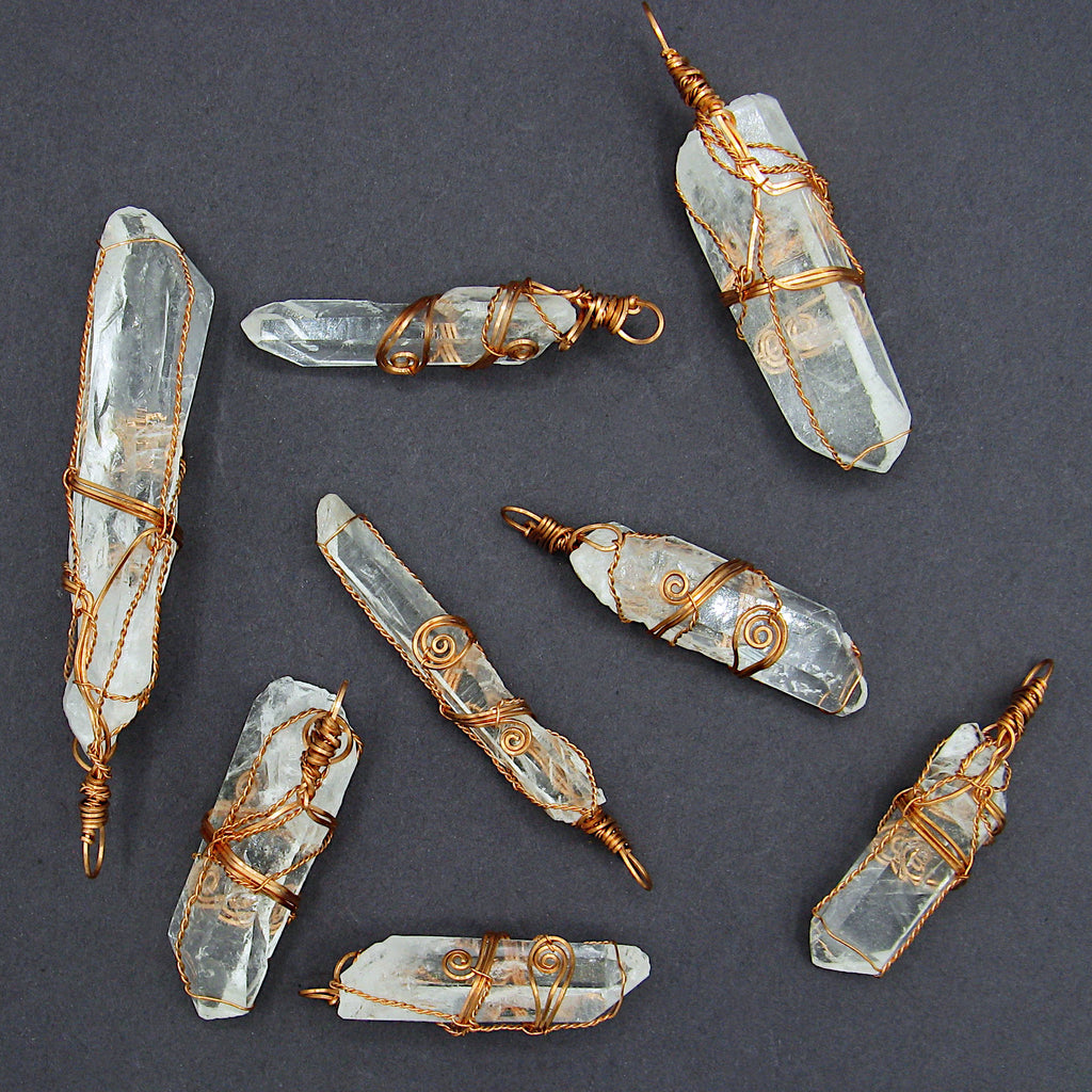 Raw Quartz Crystal Point Pendant – Copper Wire Wrapped Necklace, Handmade | Handmade > Wire-wrapped gemstones | Wiccan Center