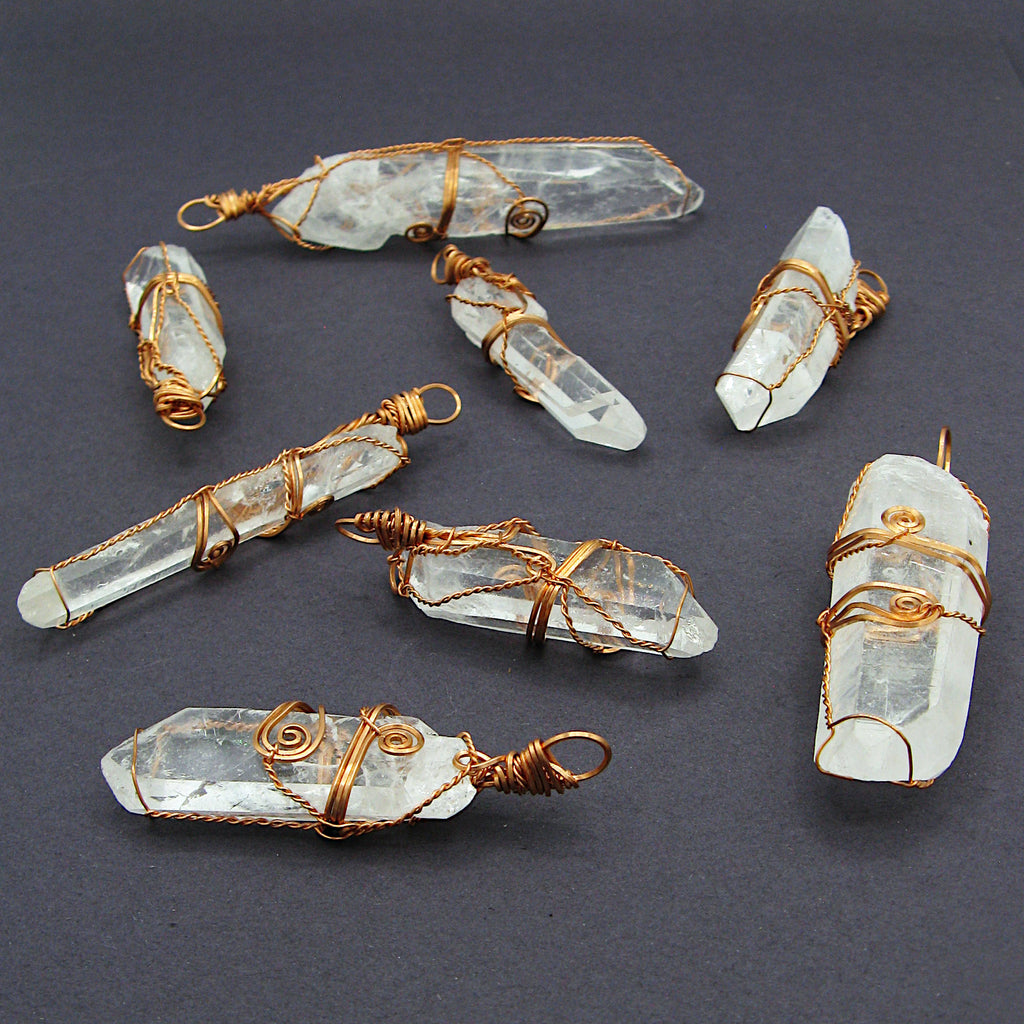 Raw Quartz Crystal Point Pendant – Copper Wire Wrapped Necklace, Handmade | Handmade > Wire-wrapped gemstones | Wiccan Center