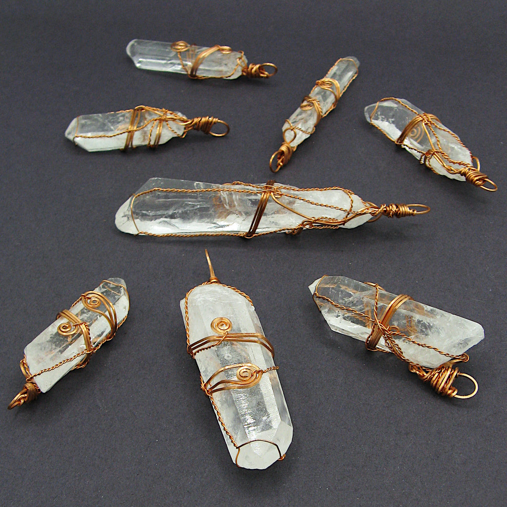 Raw Quartz Crystal Point Pendant – Copper Wire Wrapped Necklace, Handmade | Handmade > Wire-wrapped gemstones | Wiccan Center