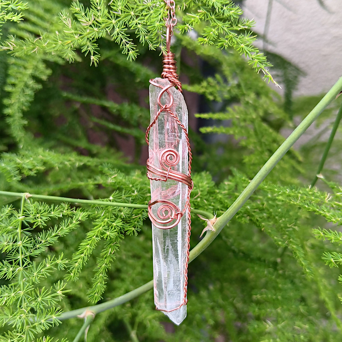 Raw Quartz Crystal Point Pendant – Copper Wire Wrapped Necklace, Handmade | Handmade > Wire-wrapped gemstones | Wiccan Center