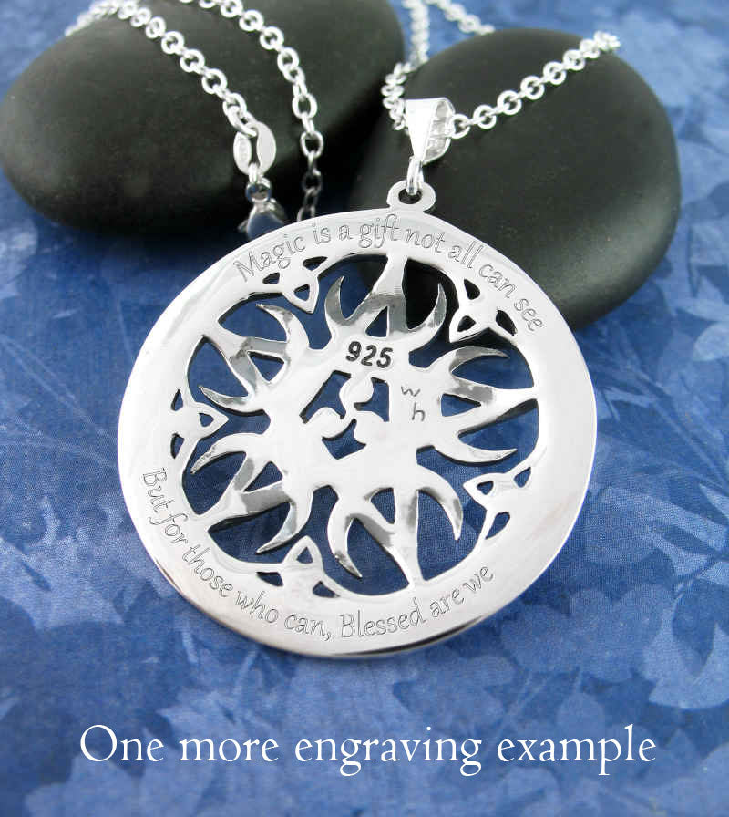 Large 1.5" Five Crescent Moons Celtic Pentacle Pendant, Engravable, Handmade | Handmade > Silver | Wiccan Center