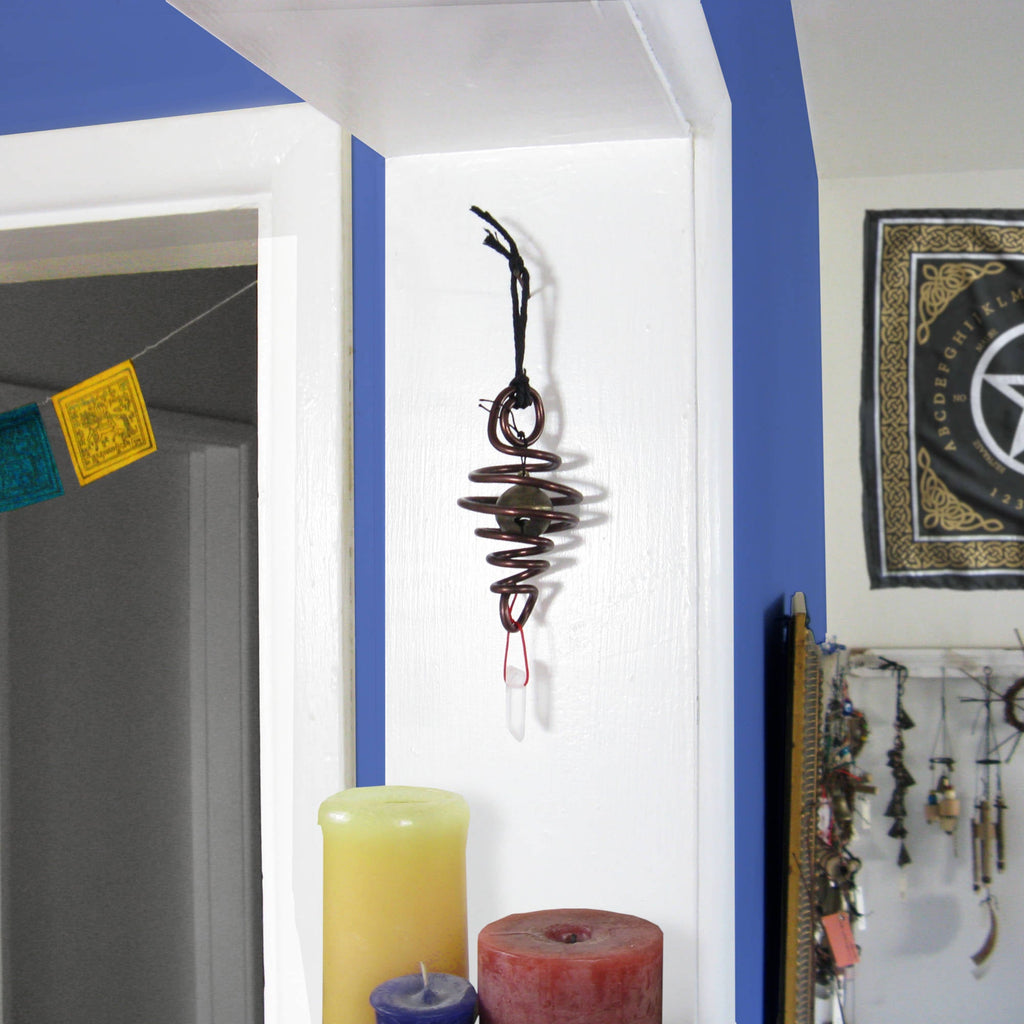 Witch's Bell: Spirals and Raw Quartz - Handcrafted | Decorative Bells | Wiccan Center