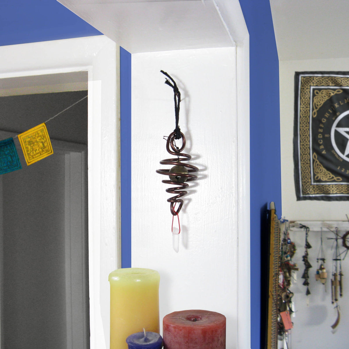 Witch's Bell: Spirals and Raw Quartz - Handcrafted | Decorative Bells | Wiccan Center