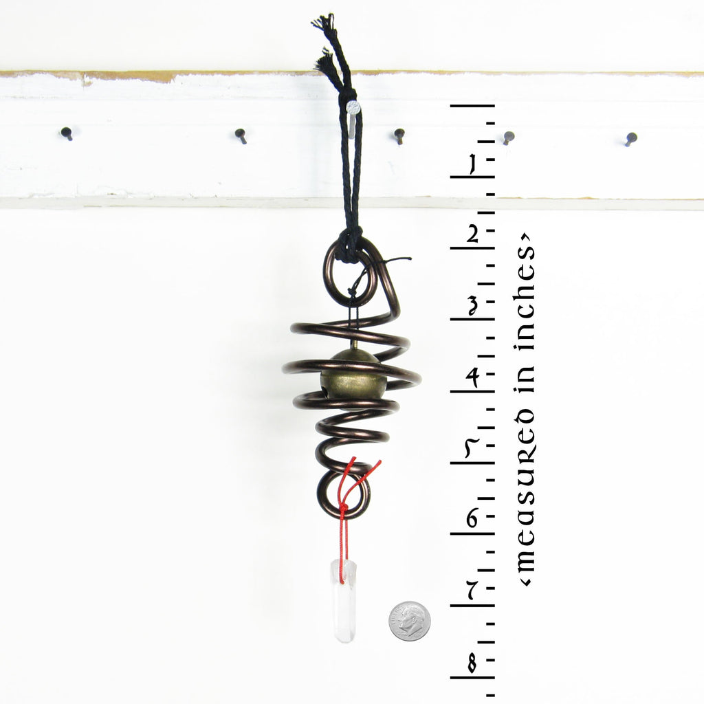 Witch's Bell: Spirals and Raw Quartz - Handcrafted | Decorative Bells | Wiccan Center