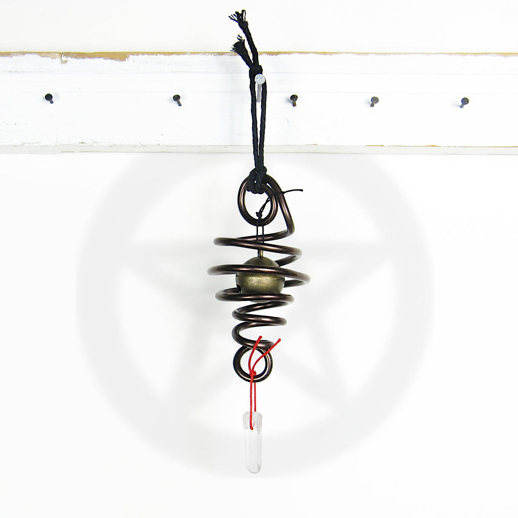 Witch's Bell: Spirals and Raw Quartz - Handcrafted | Decorative Bells | Wiccan Center