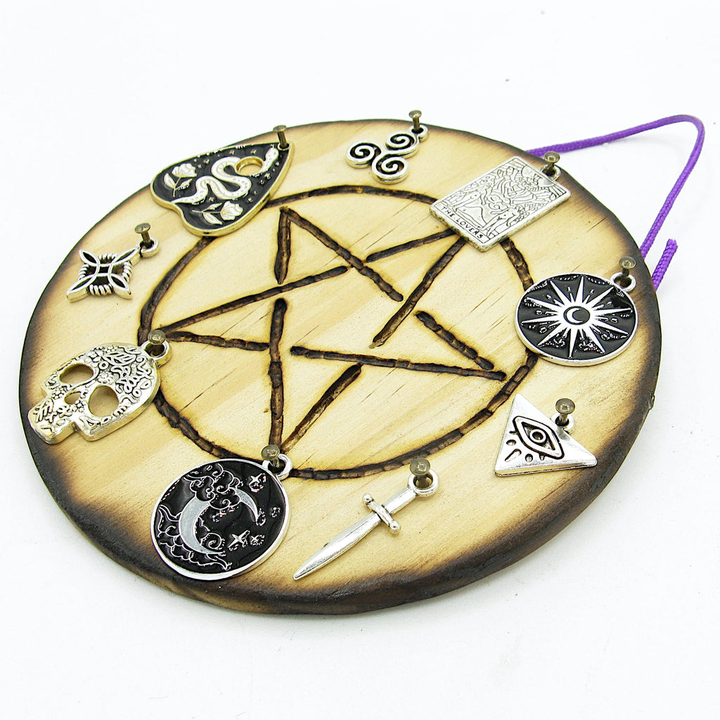 Pentagram Talisman / Amulet with 9 Charms - Handcrafted | Wall Hangings | Wiccan Center