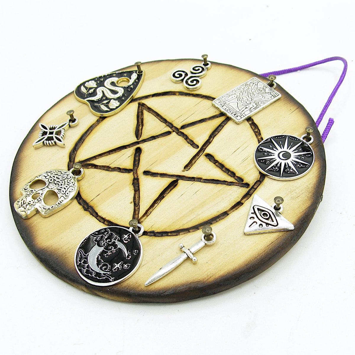 Pentagram Talisman / Amulet with 9 Charms - Handcrafted | Wall Hangings | Wiccan Center