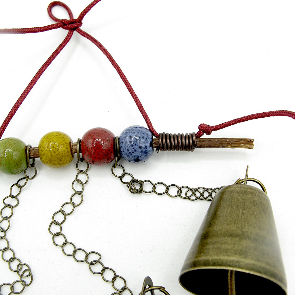 Witch's Bell: Twig, Beads, Chains - Handcrafted | Decorative Bells | Wiccan Center