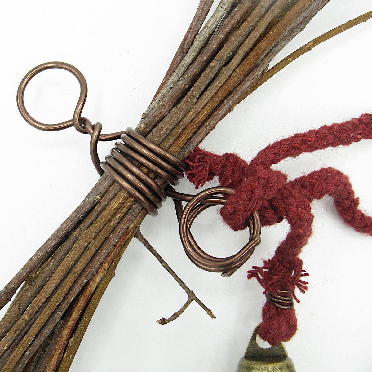 Witch's Bell: Rustic Sheaf of Twigs & Red Twine - Handcrafted | Decorative Bells | Wiccan Center