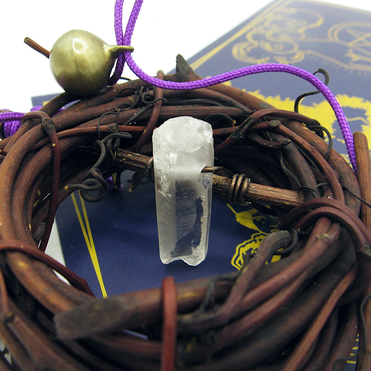 Witch's Bell Wreath Quartz Point Purple - Handcrafted | Decorative Bells | Wiccan Center