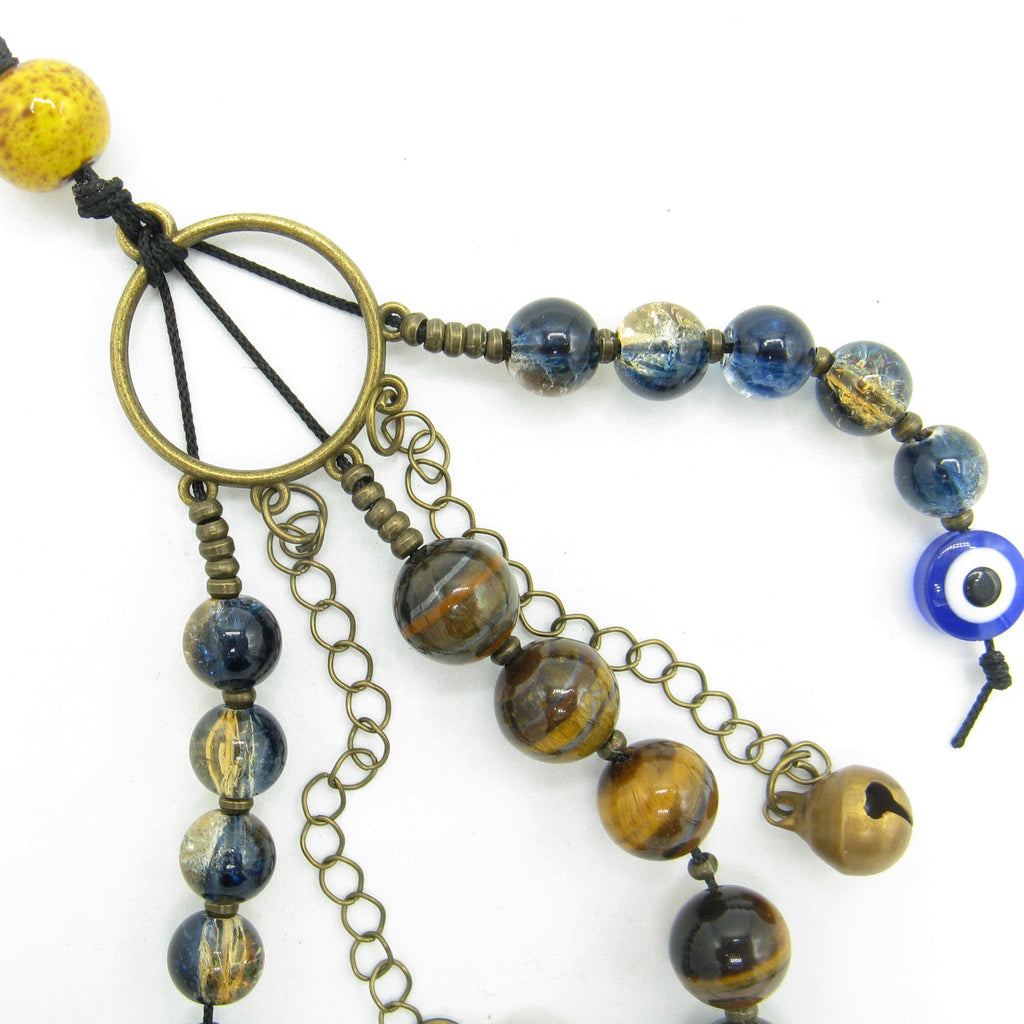 Evil Eye Talisman With Tiger Eye Beads & Shell - Handcrafted | Wall Hangings | Wiccan Center
