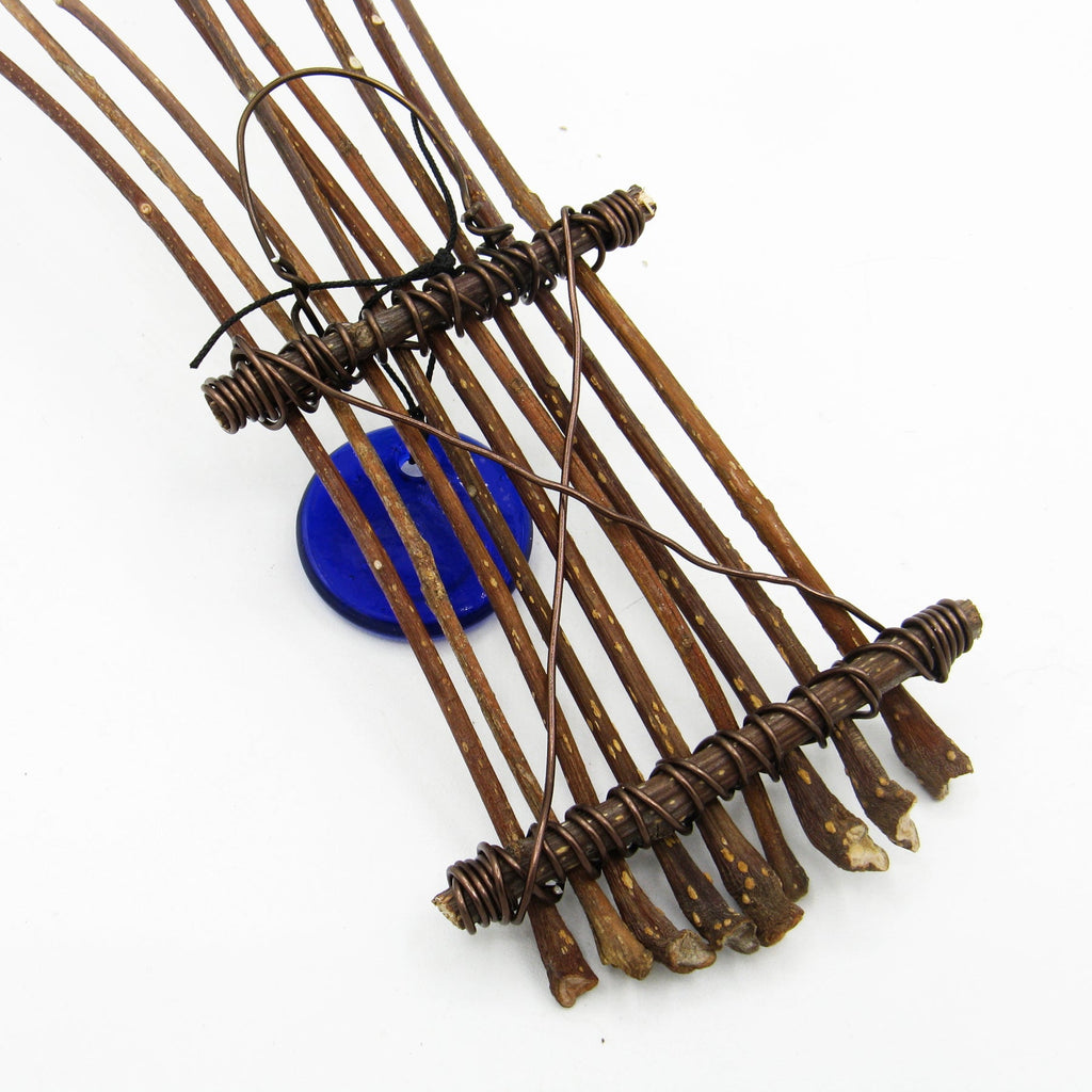 Large Glass Evil Eye with Long Twigs Wall Hanging - Handcrafted | Wall Hangings | Wiccan Center