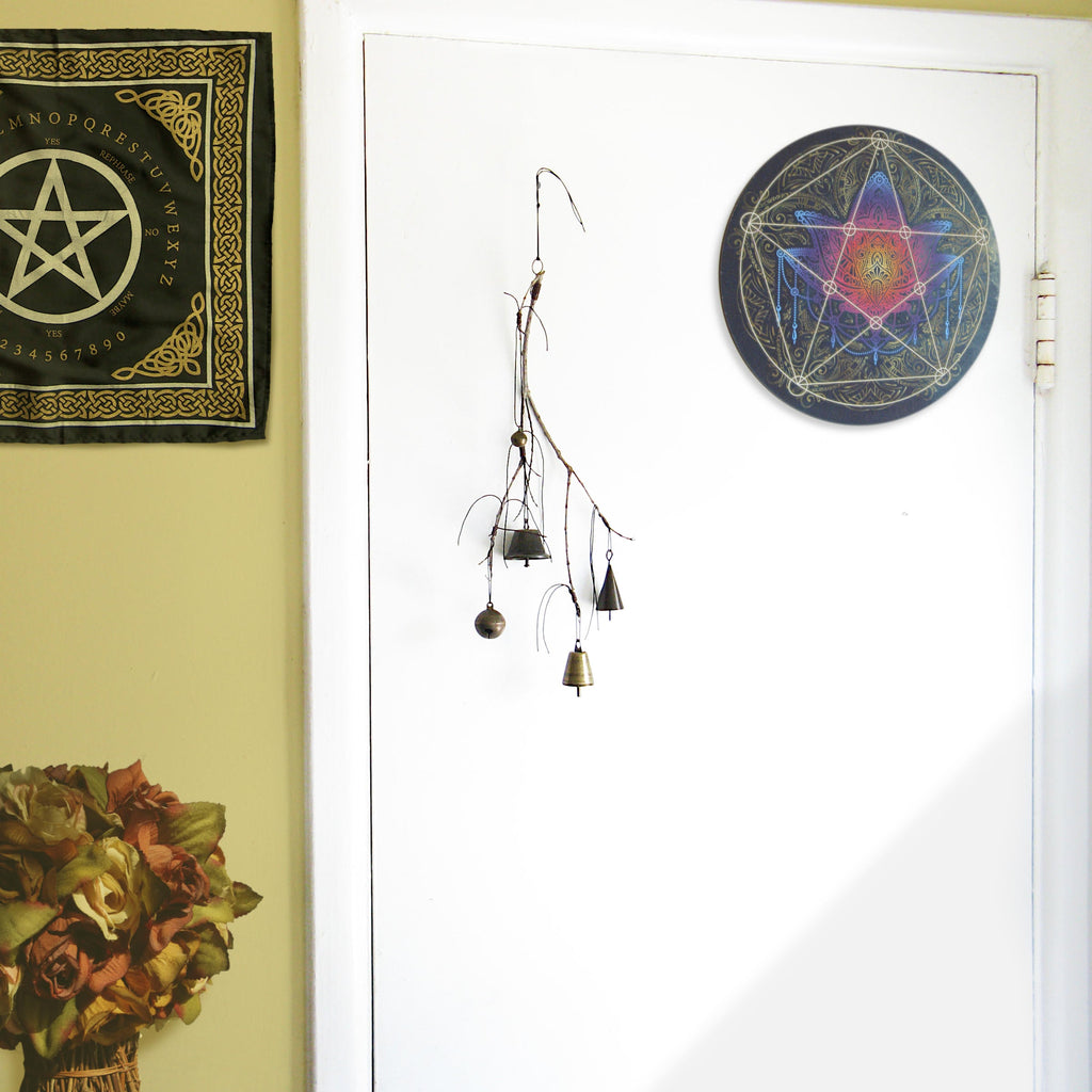 Witch's Bell with Willowy Branch and 5 Different Bells - Handcrafted | Decorative Bells | Wiccan Center