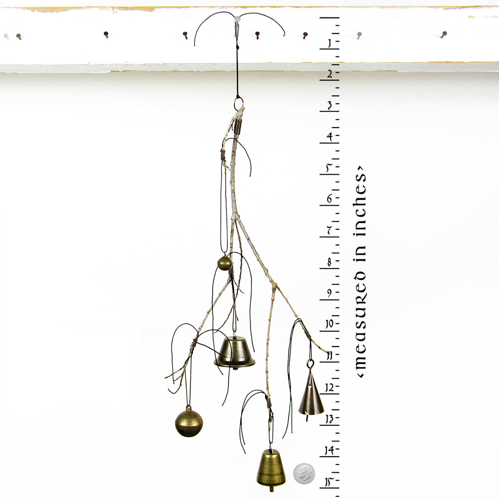 Witch's Bell with Willowy Branch and 5 Different Bells - Handcrafted | Decorative Bells | Wiccan Center