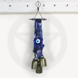 Witch's Bell: Batik Strips, Protective Evil Eye and Twig - Handcrafted | Decorative Bells | Wiccan Center